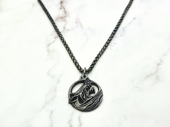 Mei's | Viking Iron Wolf | ketting mannen / Viking sieraad | Stainless Steel / 316L Roestvrij Staal / Chirurgisch Staal | 70 cm / grijs