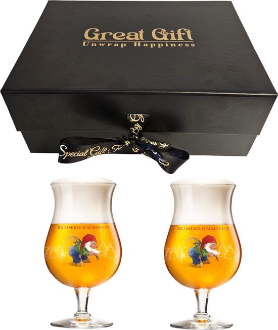 GreatGift® - Verres La Chouffe dans une boîte aimantée de Luxe