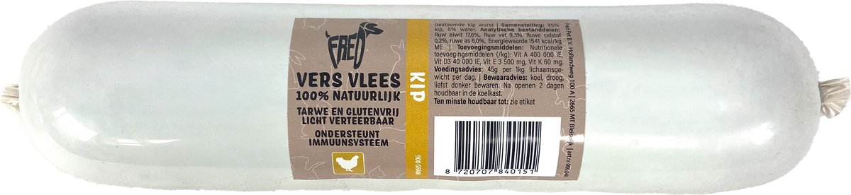 Freds Gestoomd Vers Vlees Worst Kip Tarwe En Glutenvrij