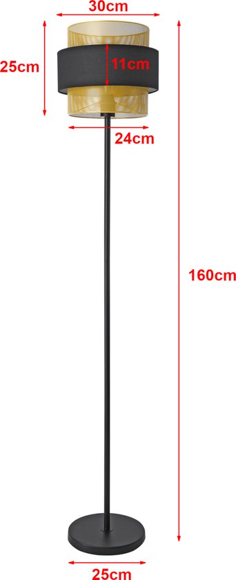 Lampadaire Albans lampadaire 160x30 cm noir et doré