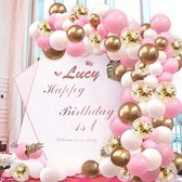 Ballonnenboog Goud Roze - 123-delig ballonnenpakket Goud / Roze - Babyshower feestversiering, Decoratie, Ballonnenboog verjaardag - Huwelijk - Pensioen versiering - Geslaagd versiering - Ballonnen pilaar