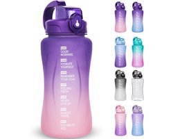 2 liter drinkfles met rietje en motiverende tijdmarkering, 2 liter sportwaterfles voor hardlopen, yoga, kamperen
