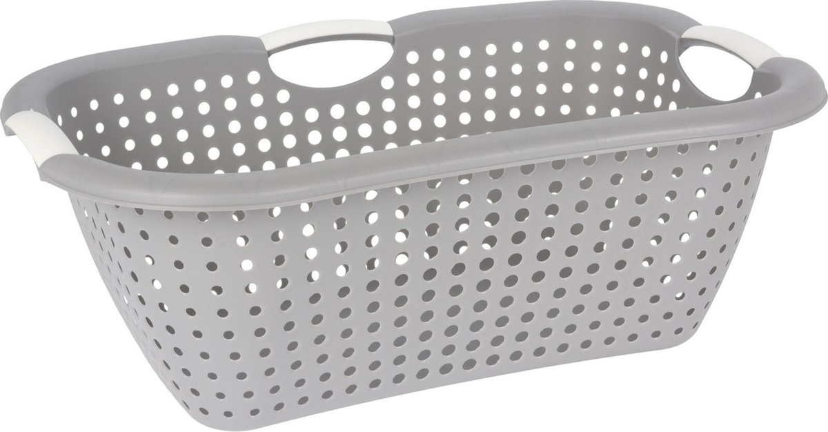 Storage Solutions wasmand - grijs - 26 liter - kunststof - 40 x 60 x 22 cm - Draagwasmand - met handvatten