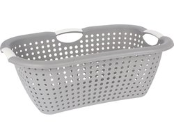 Storage Solutions wasmand - grijs - 26 liter - kunststof - 40 x 60 x 22 cm - Draagwasmand - met handvatten