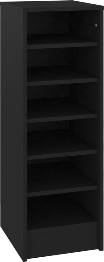 vidaXL - Schoenenkast - 31,5x35x90 - cm - bewerkt - hout - zwart