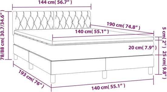 vidaXL-Boxspring-met-matras-fluweel-lichtgrijs-140x190-cm