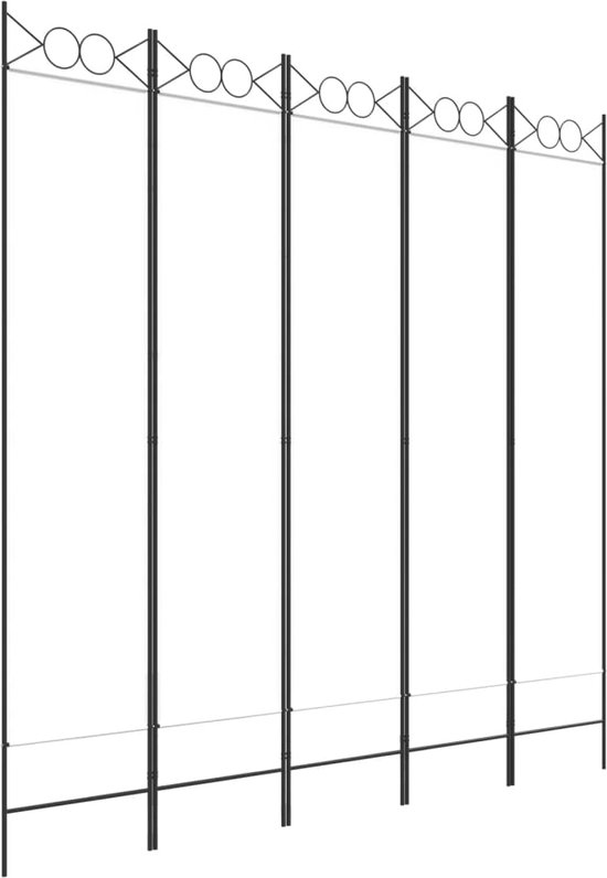 Kamerscherm inklapbaar 5 panelen Japanse stijl 200x170 cm wit