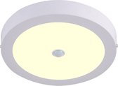 LED Downlight - Facto Dury - PIR Bewegingssensor 360° + Dag en Nacht Sensor - 22W - Warm Wit 2700K - Opbouw - Rond - Mat Wit - OSRAM LEDs