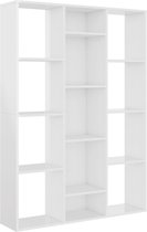 vidaXL - Kamerscherm/boekenkast - 100x24x140 - cm - bewerkt - hout - hoogglans - wit