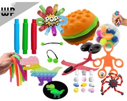 Wonderprice 17 Delig pakket Fidget - Top pakket met super fidget toys - sensory toys 17 pcs - spinner wacky mochi popit dino glow in dark