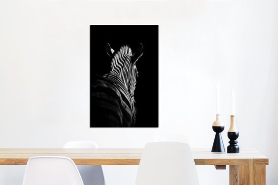 Wanddecoratie Metaal - Aluminium Schilderij Industrieel - Zebra - Dier - Zwart wit - Wilde dieren - 60x90 cm - Dibond - Foto op aluminium - Industriële muurdecoratie - Voor de woonkamer/slaapkamer