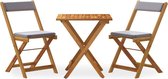 vidaXL Ensemble bistro 3 pièces pliable avec coussins en bois d'acacia massif