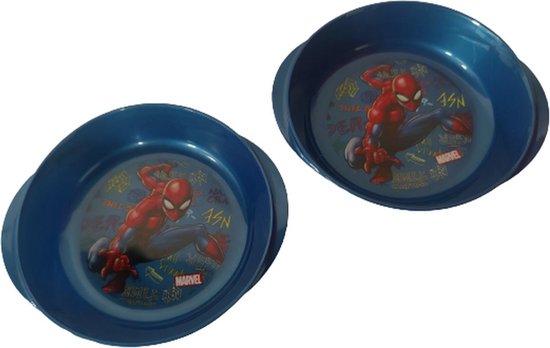 Spiderman bakjes - 2 Kommen - Servies set - Kinderservies - Kunststof - Blauw - Set van 2