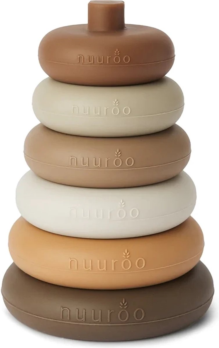 Nuuroo Sasha silicone activity toy STAPELTOREN 6 STUKS brown color mix