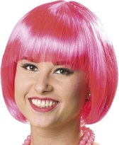 Folat - Pruik Bob roze neon - Carnaval - Carnaval pruik - Carnaval accessoires - Pruiken