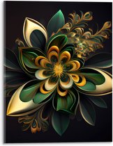 Acrylglas - Bloem in Groen en Goud Tinten - 30x40 cm Foto op Acrylglas (Wanddecoratie op Acrylaat)