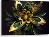 Canvas - Bloem in Groen en Goud Tinten - 100x75 cm Foto op Canvas Schilderij (Wanddecoratie op Canvas)