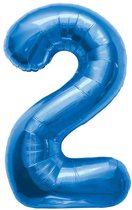 Blauwe Folieballon Cijfer 2 - 86cm