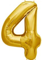 Folat - Folieballon Cijfer 4 Goud - 86 cm
