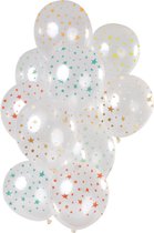 Folat - Ballonnen Sterren Meerkleurig Transparant 30cm - 12 stuks