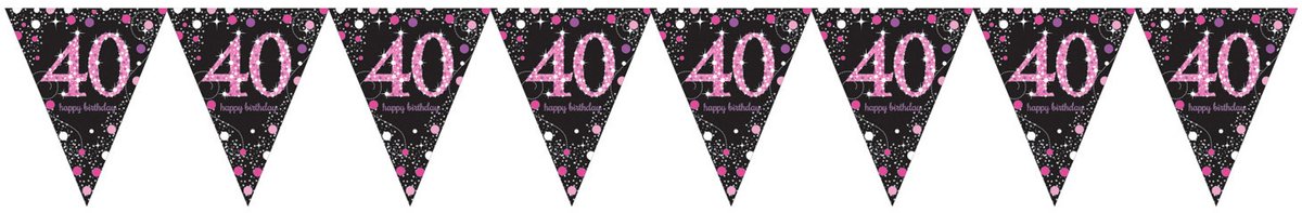 Amscan - Sparkling Celebrations - Vlaggenlijn 40 Pink (4 meter)