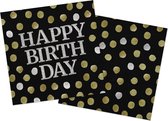 Serviettes Glossy Black ' Happy Birthday