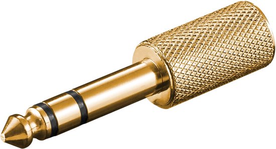 Gouden 6,35mm jack adapter met gekartelde grip