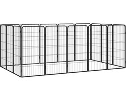 vidaXL - Hondenkennel - 16 - panelen - 50 - x - 100 - cm - gepoedercoat - staal - zwart