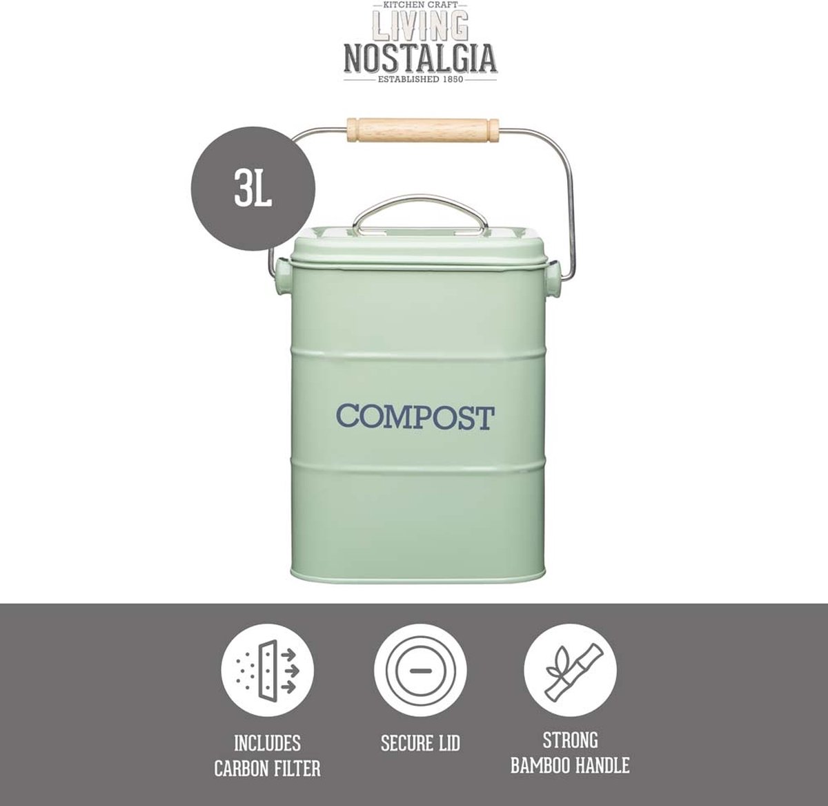 Bac à compost en métal Navaris 3L - Poubelle avec filtre 3x contre les  mauvaises