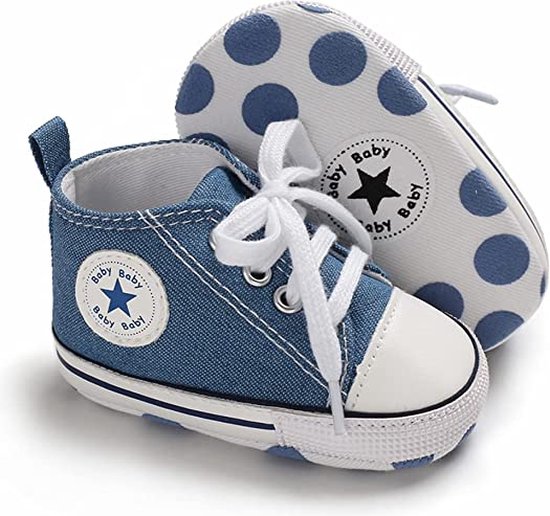 Baby Schoenen - Pasgeboren Babyschoenen - Eerste Baby Schoentjes 12-18 maanden -Schoenmaat 20-21 - Baby slofjes 13cm - Lichtblauw