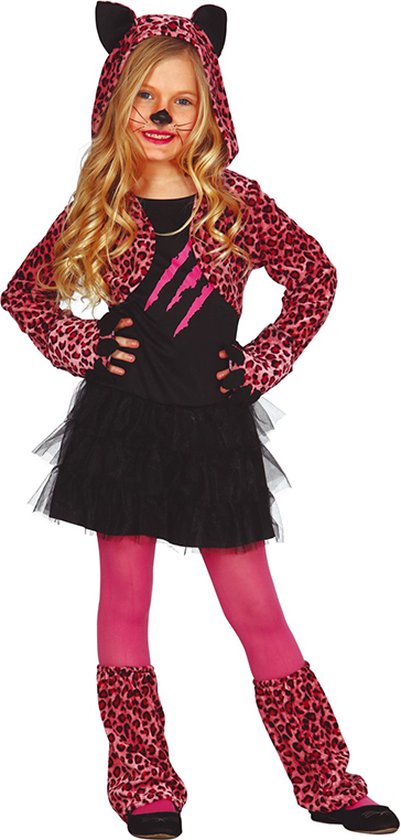 Fiestas Guirca - Pink Leopard (7-9 jaar) - Carnaval Kostuum voor kinderen - Carnaval - Halloween kostuum meisjes