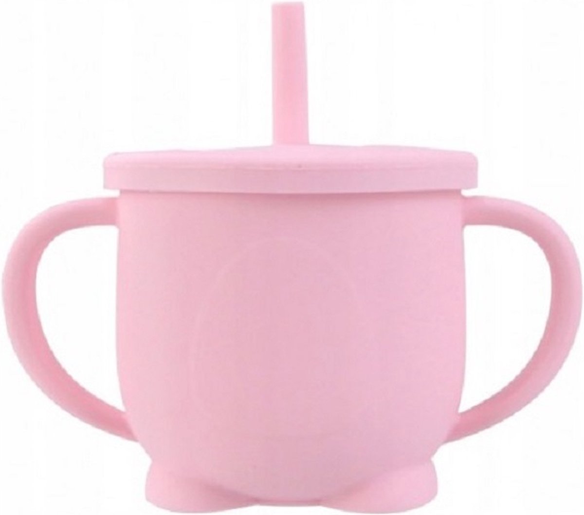 Goedkoopste Drinkbeker Met Rietje- Siliconen beker-Baby servies-rose