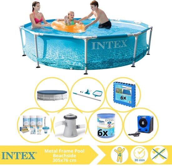 Bâche De Couverture Pour Piscine Intex Metal Frame Pool 30 - Diamètre 3,05 M, Avec Corde De Serrage - 3