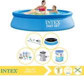 Intex Easy Set Zwembad - Opblaaszwembad - 244x61 cm - Inclusief Solarzeil Pro, Onderhoudspakket, Zwembadpomp, Filter en Stofzuiger