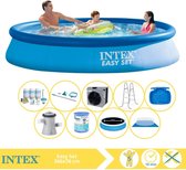 Intex Easy Set Zwembad - Opblaaszwembad - 366x76 cm - Inclusief Solarzeil Pro, Onderhoudspakket, Zwembadpomp, Filter, Grondzeil, Onderhoudsset, Trap, Voetenbad en Warmtepomp CP