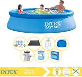 Intex Easy Set Zwembad - Opblaaszwembad - 305x76 cm - Inclusief Onderhoudspakket, Zwembadpomp, Filter, Solar Mat, Trap, Voetenbad en Zwembadtegels