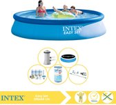 Intex Easy Set Zwembad - Opblaaszwembad - 396x84 cm - Inclusief Solarzeil Pro, Onderhoudspakket, Filter en Stofzuiger