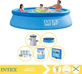 Intex Easy Set Zwembad - Opblaaszwembad - 305x76 cm - Inclusief Afdekzeil, Onderhoudspakket, Filter en Zwembadtegels