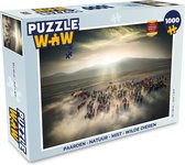 Puzzel Paarden - Natuur - Mist - Wilde dieren - Legpuzzel - Puzzel 1000 stukjes volwassenen