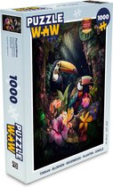 Puzzel Toekan - Bloemen - Planten - Jungle - Legpuzzel - Puzzel 1000 stukjes volwassenen