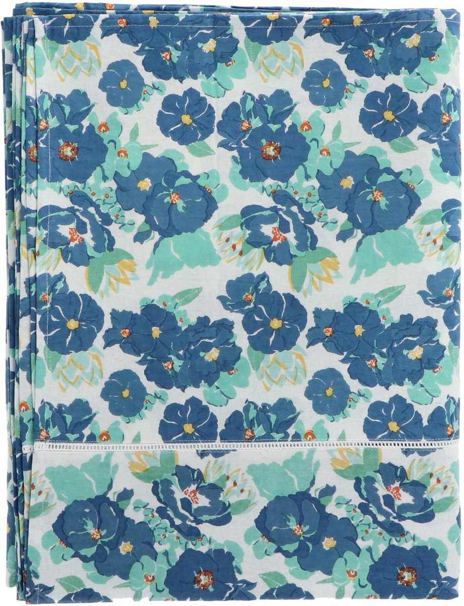 Lucas du Tertre - Tafelkleed katoen Blue Flowers Sarong 170x270cm - Tafelkleden
