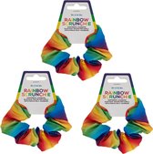 Haarbandje scrunchie haarelastiekje - 6x - Gay Pride/Regenboog - polyester