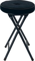 Home & Styling Bijzet krukje/stoel - Opvouwbaar - Blauw - Ribcord - D33 x H49 cm