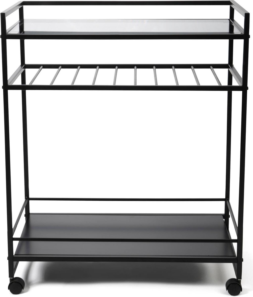 M2 Kollektion Moderne bijzettafel met wielen, 70x86x37 cm, zwart