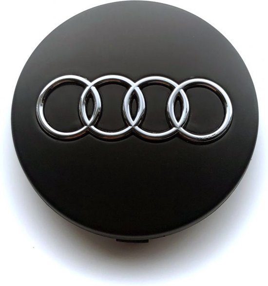 Tip: Set van 4 OEM Originele Audi naafdoppen - 60mm - 4B0601170 lt7 - Matzwart - Naafkappen - Originele Velgen - naafkapjes - wieldop - Embleem - Logo - Naafdopjes - logo Velgen