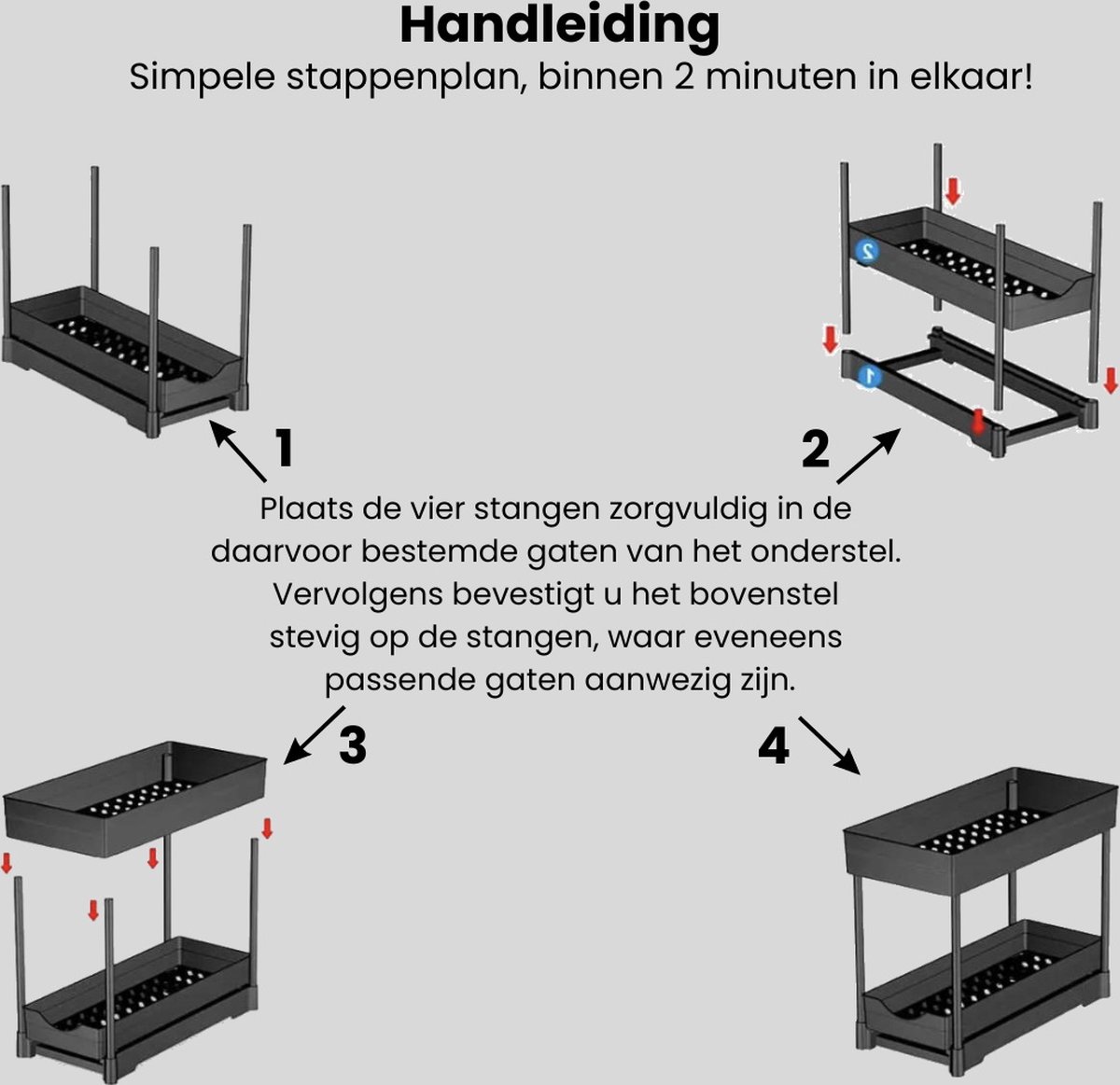 Gootsteenkast Organizer - Gootsteenrek - Keukenrek - Keukenkast