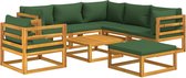 vidaXL-8-delige-Loungeset-met-groene-kussens-massief-hout