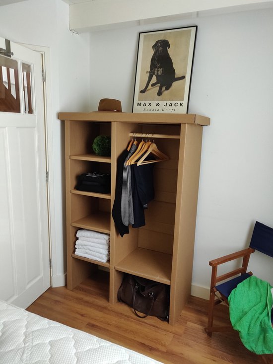 Kartonnen garderobe kast Met lades en deurtjes - 108 x 48 x 165 cm - Kartent — afbeelding 4