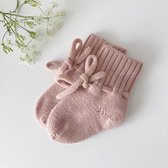 Merino wol sloffen – oud roze - baby sloffen - newborn sokken