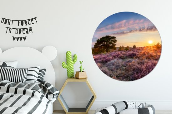 Cercle mural - Nature - Coucher de soleil - Nederland - Arbres - Tableau rond - Cercle mural - Cercle de Décoration murale - Décoration murale ronde - Salon - 140x140 cm - Tableaux ronds